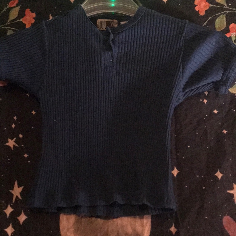 Blue crop top button up